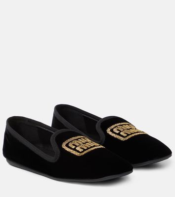 Miu Miu Logo velvet slippers