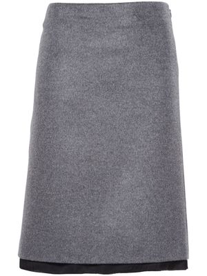 Miu Miu logo-waistband velour midi skirt - Grey