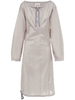 Miu Miu long-sleeve technical silk dress - Grey