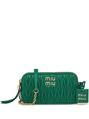 Miu Miu matelassé-effect leather mini bag - Green