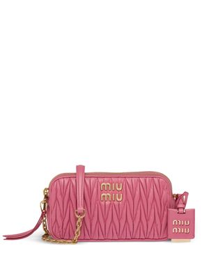 Miu Miu matelassé-effect leather mini bag - Pink