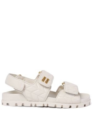 Miu Miu matelassé logo-plaque sandals - Neutrals