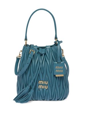 Miu Miu matelassé nappa leather bucket bag - Blue