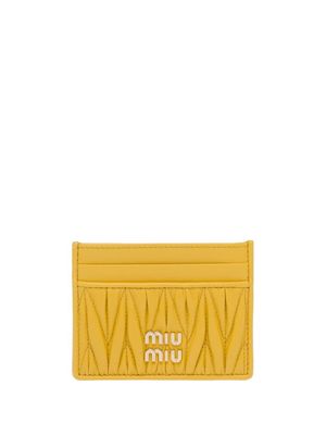 Miu Miu matelassé nappa-leather card holder - Yellow