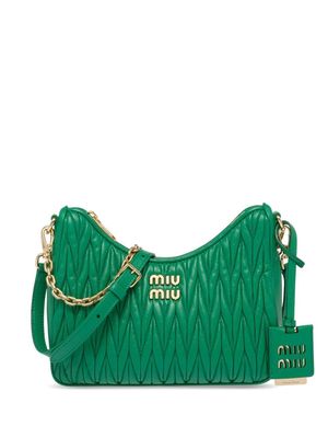 Miu Miu Matelassé nappa leather shoulder bag - Green