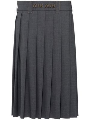 Miu Miu midi wool pleated skirt - Grey