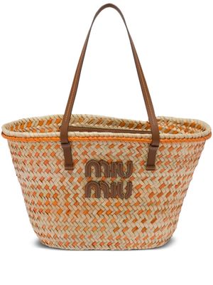 Miu Miu Palmetto logo-appliqué tote bag - Neutrals