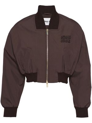 Miu Miu Panama cropped bomber jacket - Brown