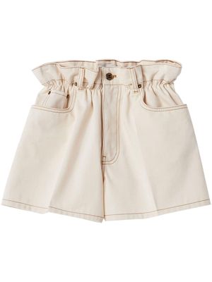 Miu Miu paperbag-waist denim shorts - Neutrals