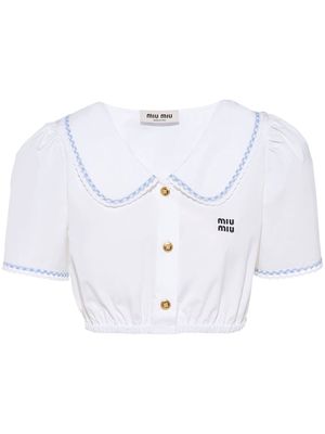 Miu Miu Peter-Pan collar cropped shirt - White