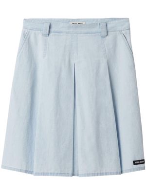 Miu Miu pleated chambray skirt - Blue