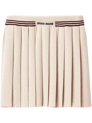 Miu Miu pleated knitted cashmere miniskirt - Neutrals