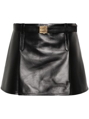 Miu Miu pleated leather mini skirt - Black