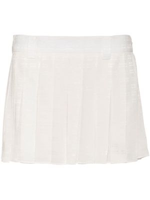 Miu Miu pleated logo-jacquard miniskirt - White