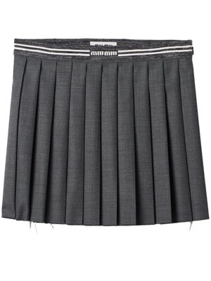 Miu Miu pleated wool miniskirt - Grey