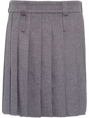 Miu Miu pleated wool-velour skirt - Grey