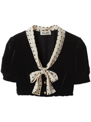 Miu Miu polka dot-print velvet crop top - Black