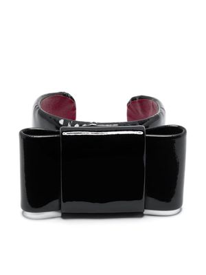 Miu Miu Pre-Owned 2000s bow-detail leather bracelet - Black