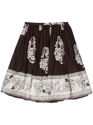 Miu Miu Pre-Owned 2000s floral flared mini skirt - Brown