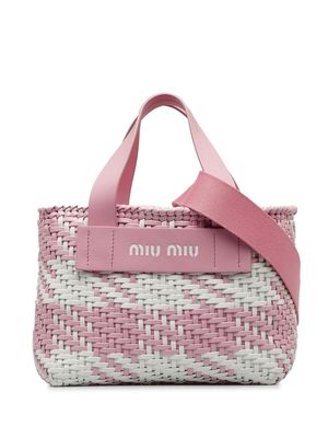 Miu Miu Pre-Owned 2020 bicolor basket weave tote bag - Pink