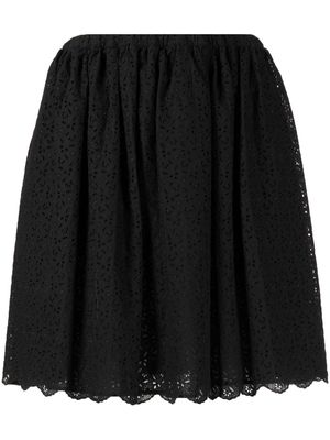 Miu Miu Pre-Owned broderie anglaise miniskirt - Black