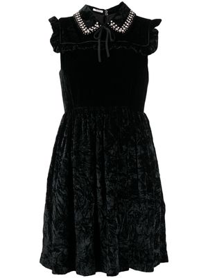 Miu Miu Pre-Owned crystal-embellished velvet minidress - Black