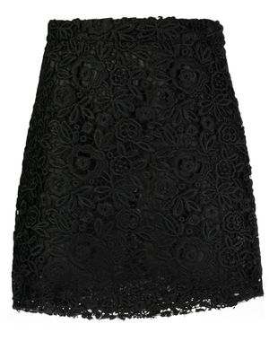 Miu Miu Pre-Owned floral lace A-line skirt - Black