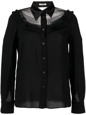 Miu Miu Pre-Owned sheer-panelled long sleeve shirt - Black
