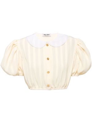 Miu Miu puff-sleeve cropped blouse - Neutrals