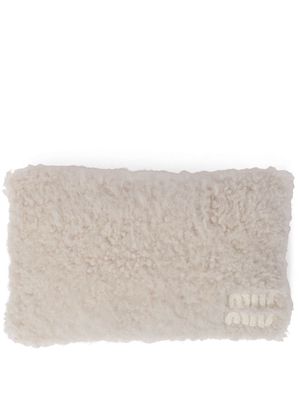 Miu Miu rectangular-shape shearling cushion - White