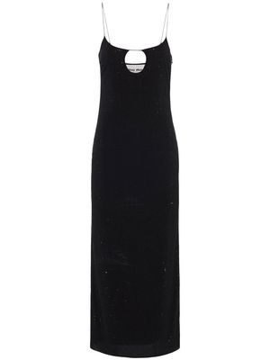 Miu Miu rhinestone-embellished georgette dress - Black