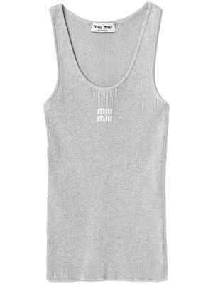 Miu Miu rib-knit cotton tank top - Grey