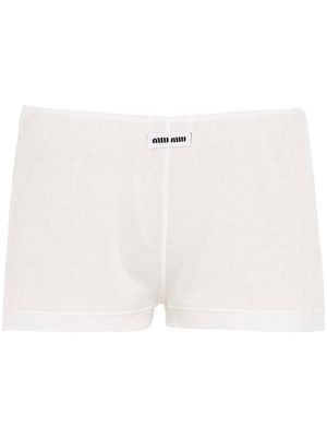 Miu Miu Ribbed knit boxer shorts - F0009 WHITE