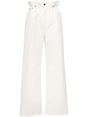 Miu Miu ruffled wide-leg jeans - F0009 WHITE