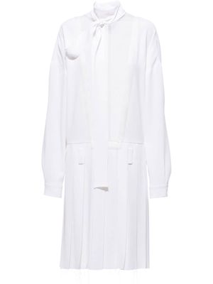 Miu Miu Sablé organza-insert pleated dress - White