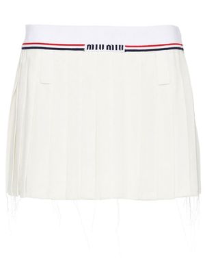 Miu Miu Sablé pleated mini skirt - White