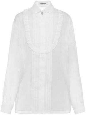Miu Miu semi-sheer ruffle-detail silk organza shirt - White