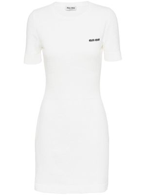 Miu Miu shortsleeved bouclé dress - White
