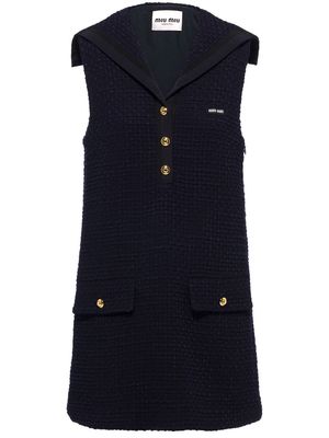 Miu Miu sleeveless wool-tweed minidress - Blue