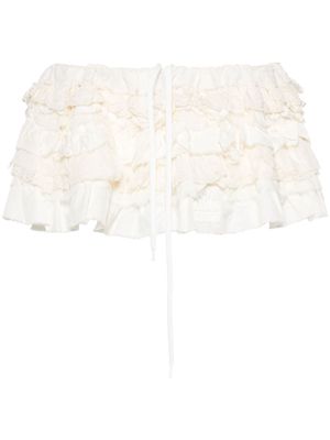 Miu Miu Slubbed ruffled mini skirt - Neutrals