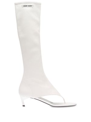Miu Miu stretch-nappa-leather thong boots - F0009 WHITE