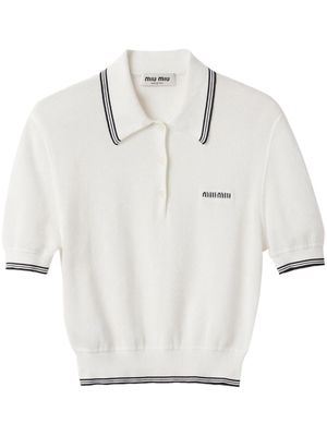 Miu Miu stripe-detail knit polo shirt - White