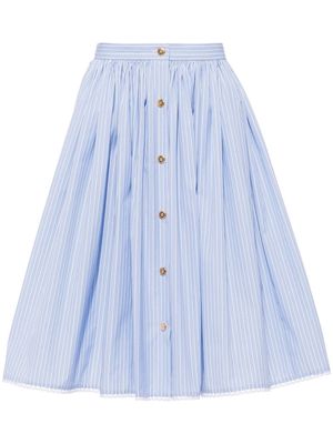 Miu Miu stripe-print chambray midi skirt - Blue