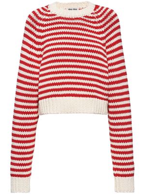 Miu Miu stripe-print knitted jumper - Red