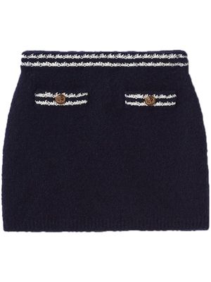 Miu Miu stripe-trim knitted cashmere miniskirt - Blue