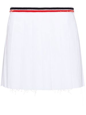 Miu Miu stripe-waist pleated skirt - White