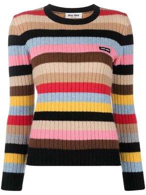 Miu Miu striped cashmere jumper - Black