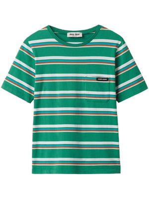 Miu Miu striped cotton T-shirt - Green