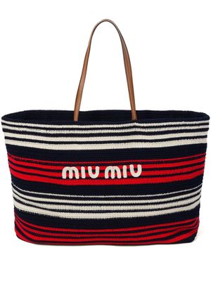 Miu Miu striped crochet-knit tote bag - Blue