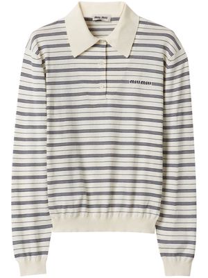 Miu Miu striped knitted cotton polo shirt - Neutrals